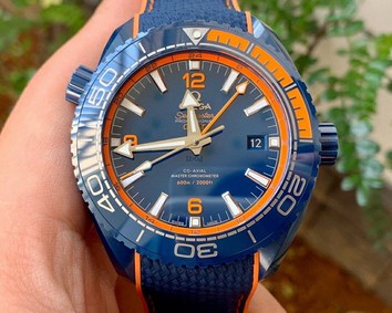 Planet Ocean 45.5mm Big Blue Real Ceramic VSF 1:1 Best Edition on Blue Rubber Strap A8906 Super Clone Replica
