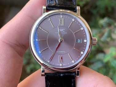 Portofino 37mm SS V7F 1:1 Best Edition Gray Dial on Black Leather Strap Replica