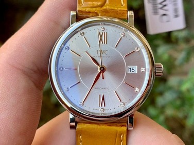 Portofino 37mm SS V7F 1:1 Best Edition White Dial on Light Brown Leather Strap Replica
