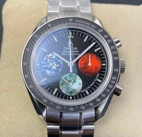 Speedmaster From Moon to Mars 1:1 Best Edition Black Dial on SS Bracelet Manual Winding Chrono Movement Replica