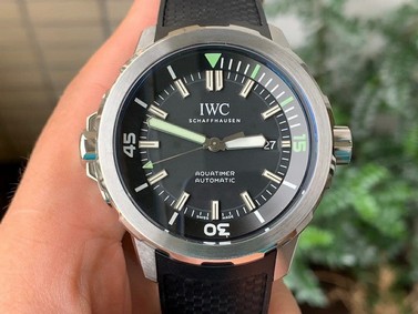 Aquatimer Chrono SS IW379503 1:1 Best Edition Black Dial on Black Rubber Strap Replica