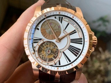 Roger Dubuis Hommage Flying Tourb RDDBHO0568 RG/LE Wht/Wht A Tour Replica