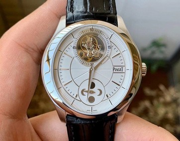 Piaget Gouverneur Tourbillon SS OXF Best Edition White Dial on Black Leather Strap Replica