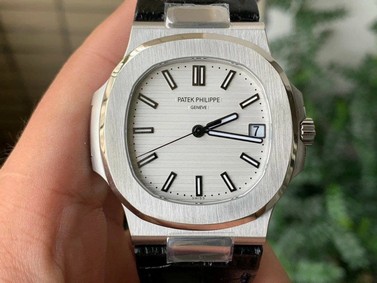 Nautilus 5711/1A PPF 1:1 Best Edition White Textured Dial on Black Leather Strap 324CS V4 Replica Watch