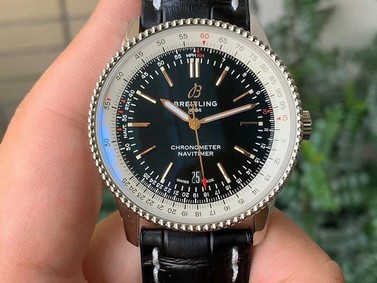 Navitimer 1 SS 41mm V7F 1:1 Best Edition White Bezel Black Dial on Black Leather Replica