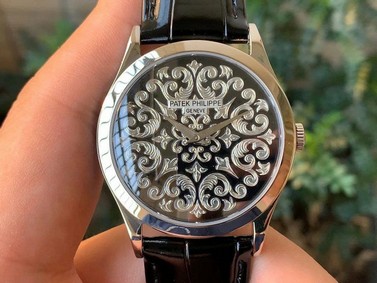 Calatrava 5088 SS FLF Best Edition Style 1 on Black Leather Strap A240 (Micro Rotor) Replica