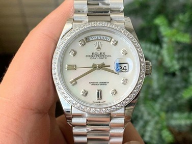 Rolex DayDate 36mm Dia Pres 904L SS/SS M-Wht/Diam 1:1 Best Edition Version Replica