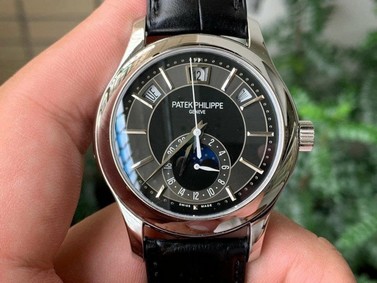 Annual Calendar 5205G GRF Best Edition Gray Dial on Black Leather Strap A324 Replica