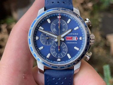 MILLE MIGLIA 168571 SS V7F 1:1 BEST EDITION BLUE DIAL ON BLUE RUBBER STRAP 7750 Replica Watch