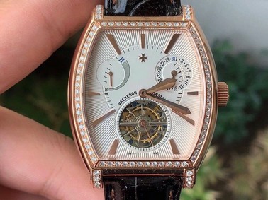 Malte Tourbillon SS Skeleton White Dial Diamond on Brown Leather Strap 1:1 Best Edition Version Replica