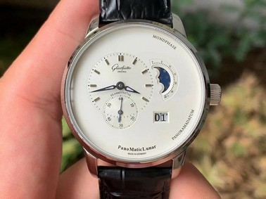 PanoMaticLunar SS TZF White Dial on Black Leather Strap A23J 1:1 Best Edition Version Replica