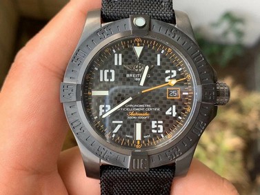 Avenger GMT 45mm DLC 1:1 Best Edition Titanium Case Black Dial on Black Rubber StrapV4 Replica