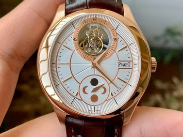 Piaget Gouverneur Tourbillon SS OXF Best Edition White Dial Bezel on Brown Leather Strap Replica