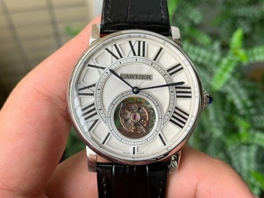 Rotonde Flying Tourbillon SS BLF Best Edition White Dial on Black Leather Strap V2 Replica