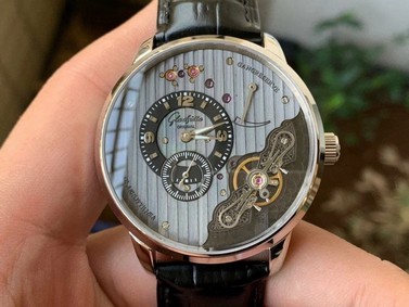 PanoInverse 42mm SS TZF Best Edition Black Dial on Black Leather Strap A23J Replica