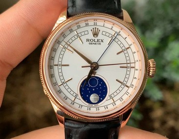 Rolex Cellini 50535 Moonphase RG/LE Wht 3195 Replica
