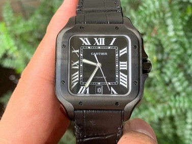 Cartie Santos De Cartier Mens XL PVD/LE Black GF V2 Replica