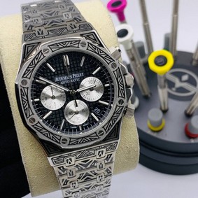Audemars Piguet Black Dial Chrono High Version Engraving Replica