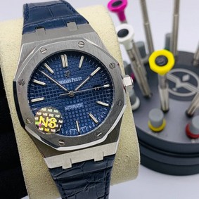Audemars Piguet Brown Dial High Version Blue Dial on Blue Leather Strap Replica