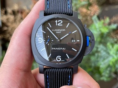 PAM1176 Ceramic Bucherer BLUE VSF 1:1 Black Dial On Blue Textile Strap P.9011 Super Clone Mirror Replica