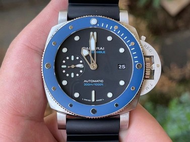 PAM1209 Luminor Submersible 42mm Blue Ceramic Bezel VSF 1:1 Best Edition on Black Rubber Strap AXXXIV Replica