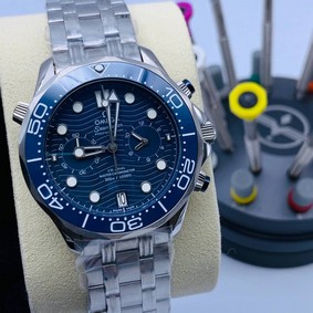 Omega Seamaster Blue Dial on SS Strap Chrono High Version Replica