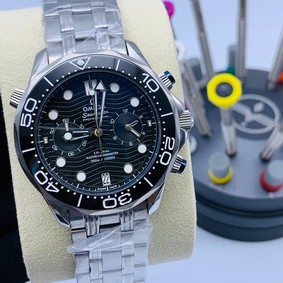 Omega Seamaster Black Dial on SS Strap Chrono High Version Replica