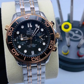 Omega Seamaster Black Dial on SG Strap Chrono High Version Replica Watch