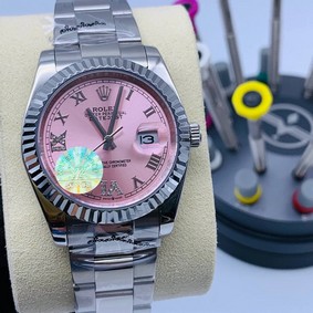 Rolex Day Just 36mm Pink Dial Diamond Rome High Version Replica