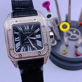 Cartier De Santos Classic Diamond Black Dial High Version Replica