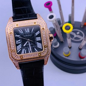 Cartier De Santos Classic Diamond Black Dial High Version Replica