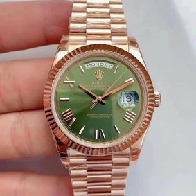 Rolex DayDate 40mm 904L Flt RG/RG Grn Rmn GMF Replica