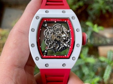 Richard Mille 055 RM055 White Ceramic on Red Rubber Strap Replica