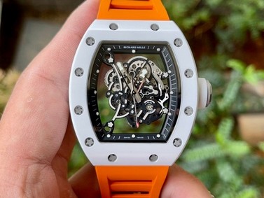 Richard Mille 055 RM055 White Ceramic on Red Rubber Strap Replica