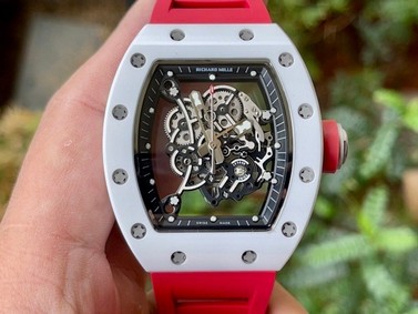 Richard Mille 055 RM055 White Ceramic on Red Rubber Strap Replica