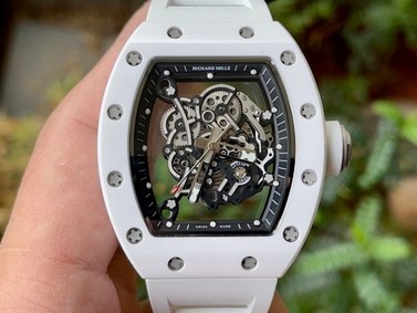 Richard Mille 055 RM055 White Ceramic on Red Rubber Strap Replica