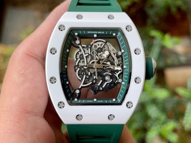 Richard Mille 055 White Ceramic on Green Rubber Strap Replica