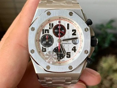 Royal Oak Offshore 2019 White JF 1:1 Best Edition on SS Bracelet A3126 V2 w/ Cyclops and DW Mod Replica