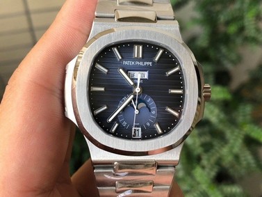 NAUTILUS 5726 COMPLICATED SS 1:1 BEST EDITION BLUE TEXTURED DIAL ON SS BRACELE Replica