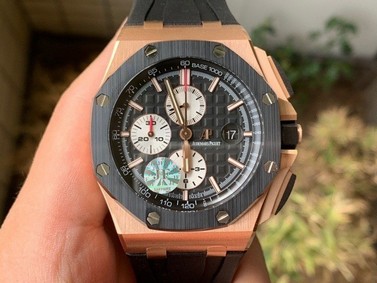 Royal Oak Offshore 44mm RG Updated Black Ceramic Bezel JF 1:1 Best Edition on Rubber Strap A3126 Replica